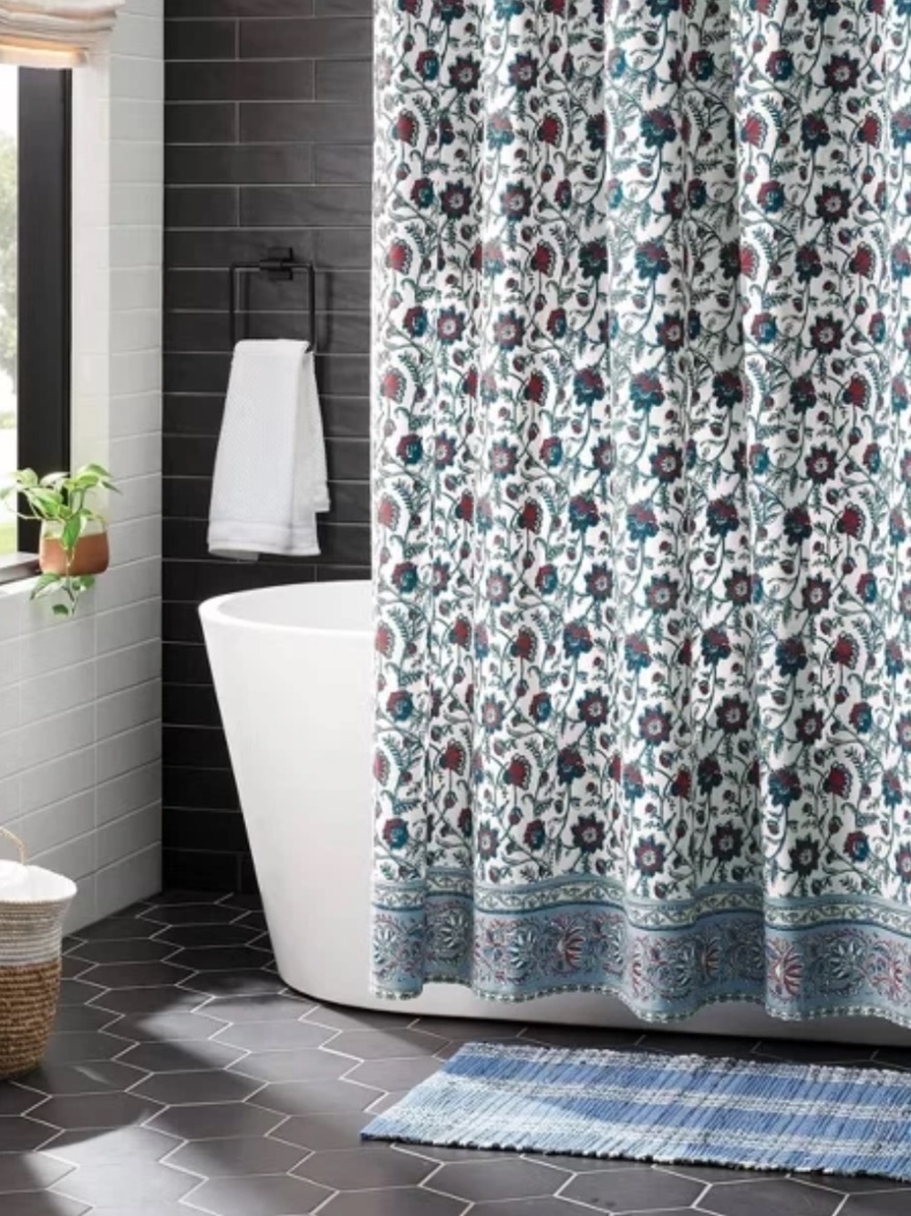 Threshold Americana Floral 100% Cotton Shower Curtain NWT